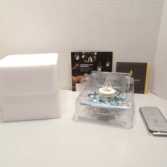 Luminara Christmas Blue Berry Real Flame Effect Candle Glass Ornament w/Remote - Picture 5 of 7